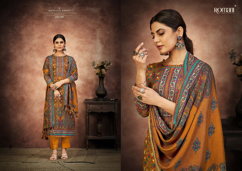 Romani Kashmiri Kaani Pashmina Printed With Fancy Embroidery Work Stylish Designer Salwar Kameez