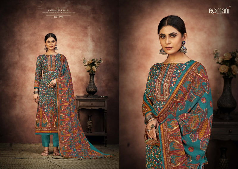 Romani Kashmiri Kaani Pashmina Printed With Fancy Embroidery Work Stylish Designer Salwar Kameez