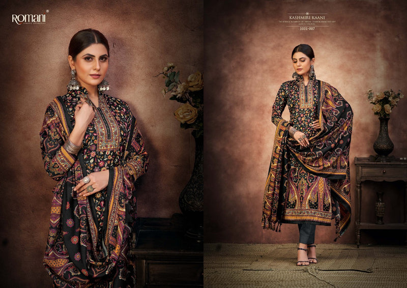 Romani Kashmiri Kaani Pashmina Printed With Fancy Embroidery Work Stylish Designer Salwar Kameez
