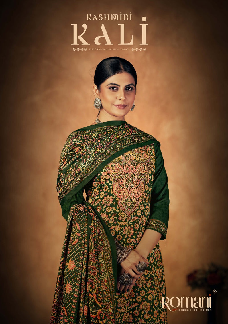 Romani Kashmiri Kali Pashmina With Printed Work Stylish Designer Attractive Look Salwar Kameez