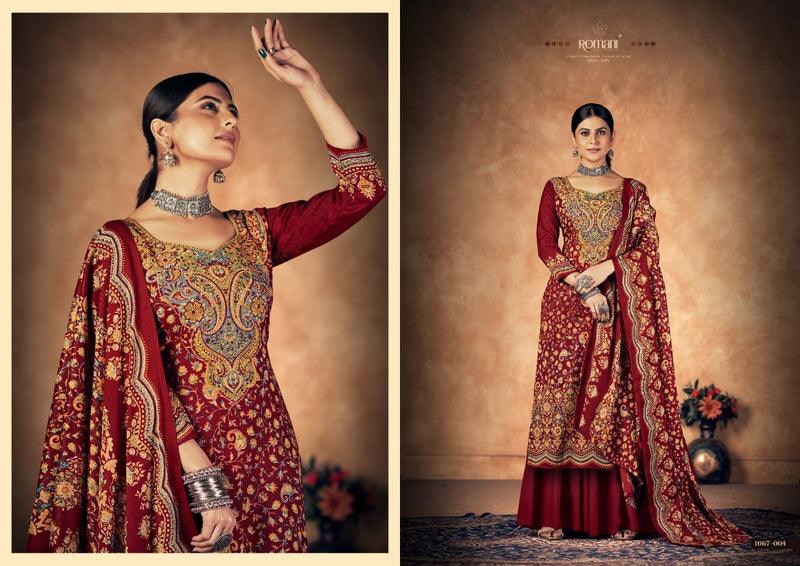 Romani Kashmiri Kali Pashmina With Printed Work Stylish Designer Attractive Look Salwar Kameez
