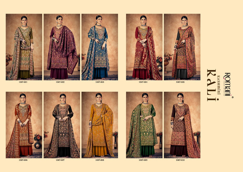 Romani Kashmiri Kali Pashmina With Printed Work Stylish Designer Attractive Look Salwar Kameez