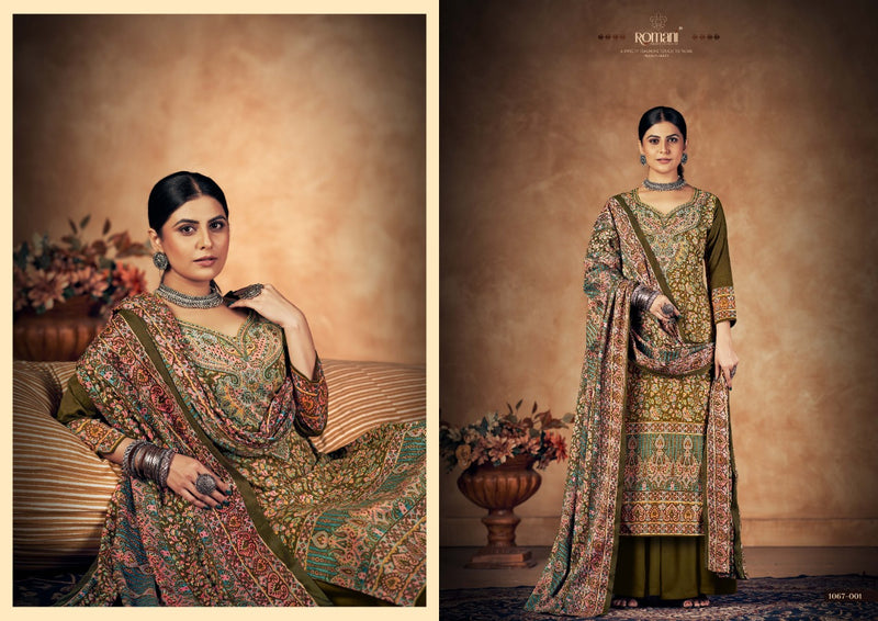 Romani Kashmiri Kali Pashmina With Printed Work Stylish Designer Attractive Look Salwar Kameez