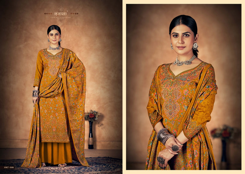 Romani Kashmiri Kali Pashmina With Printed Work Stylish Designer Attractive Look Salwar Kameez