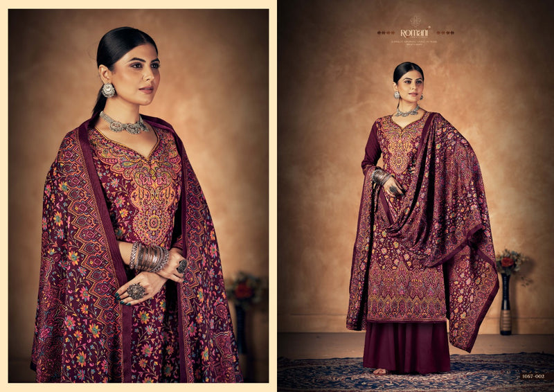 Romani Kashmiri Kali Pashmina With Printed Work Stylish Designer Attractive Look Salwar Kameez