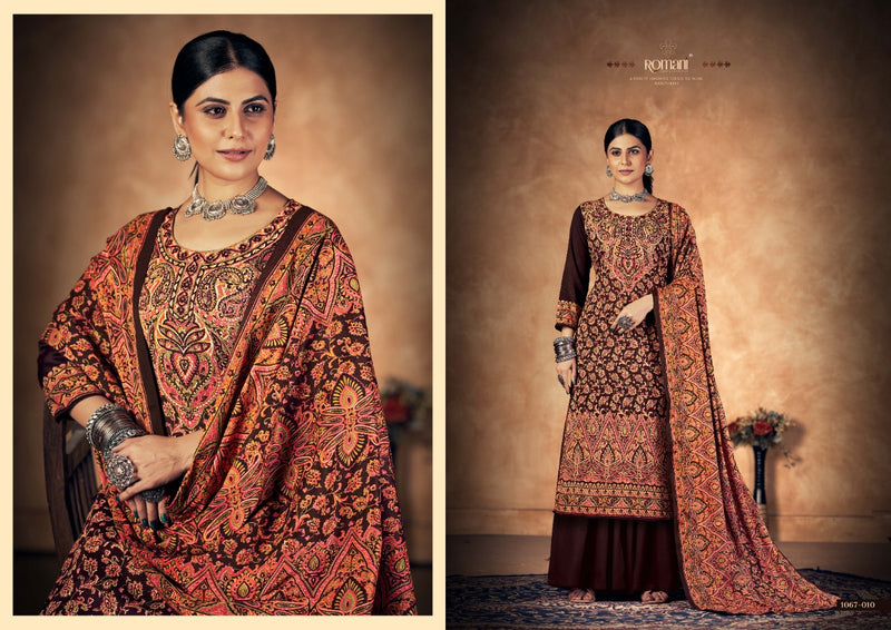 Romani Kashmiri Kali Pashmina With Printed Work Stylish Designer Attractive Look Salwar Kameez