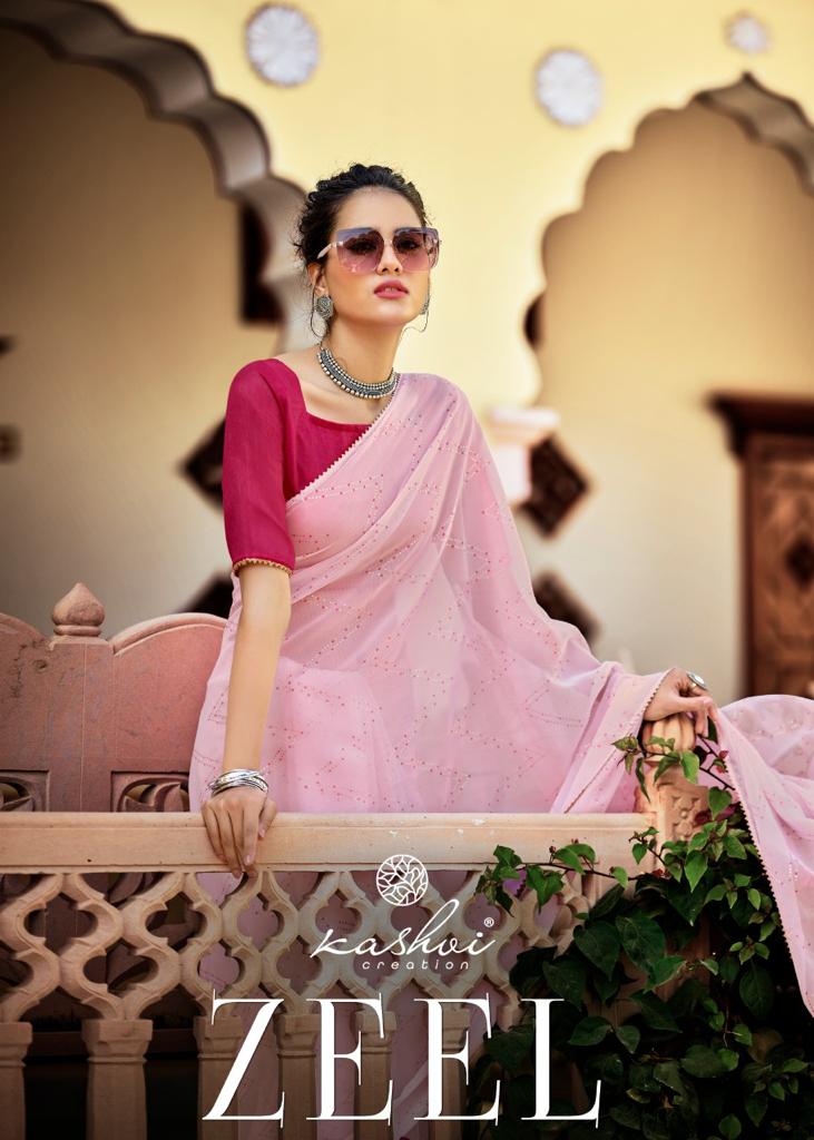 Kashvi Creation Zeel Weightless Print Beautiful Collections OF  Party Sarees