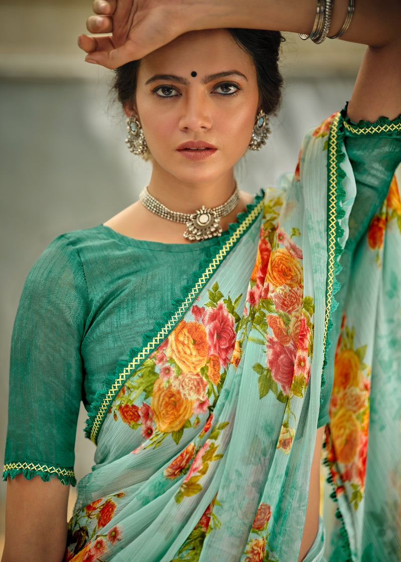 Kashvi Creation Radhika Chiffon Fancy Lace Beautiful Saree