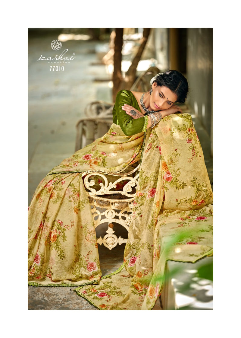 Kashvi Creation Radhika Chiffon Fancy Lace Beautiful Saree