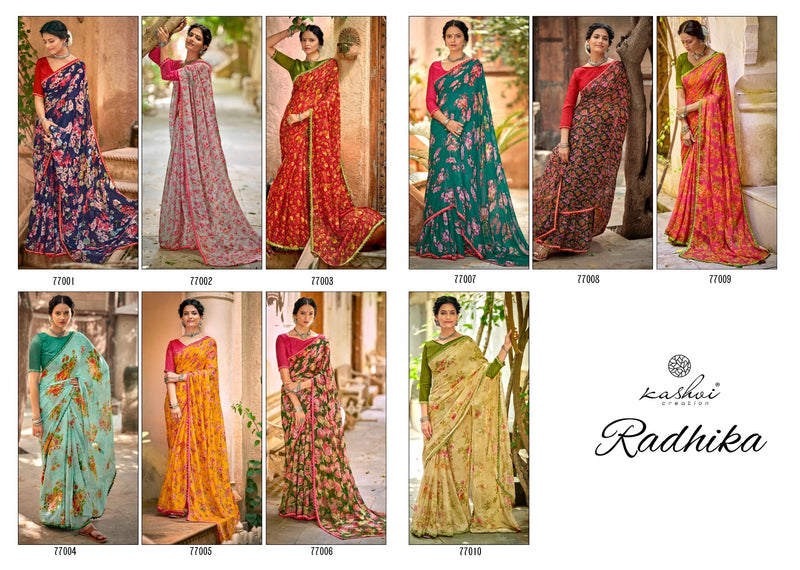 Kashvi Creation Radhika Chiffon Fancy Lace Beautiful Saree