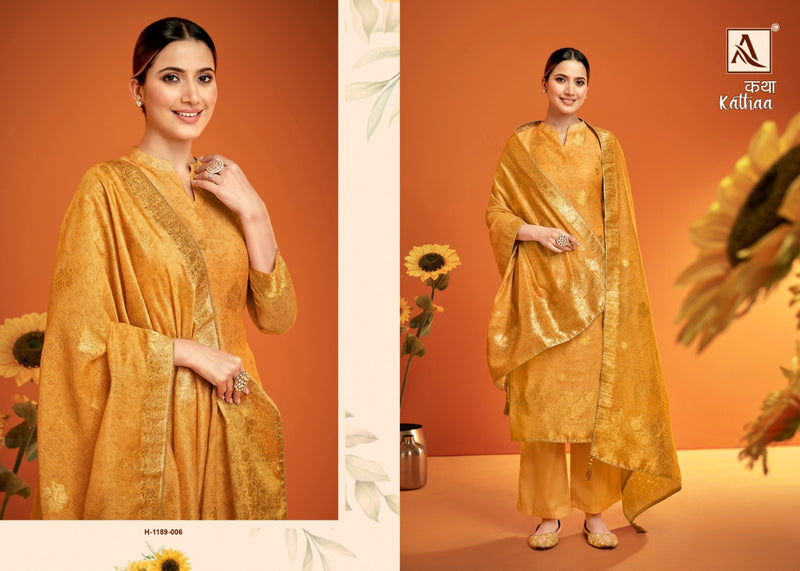 Alok Suits Kathaa Jacquard Digital Print Swarovski Diamond Work Fancy Designer Partywear Salwar Suit