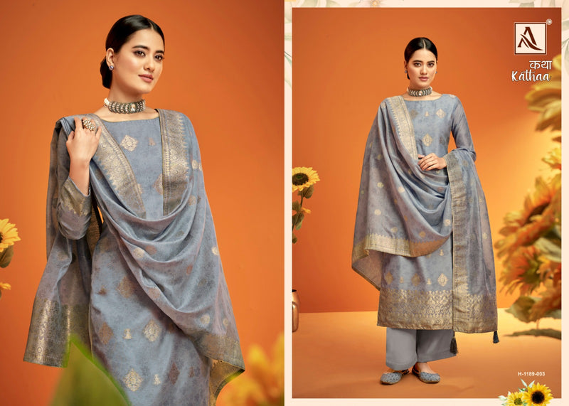 Alok Suits Kathaa Jacquard Digital Print Swarovski Diamond Work Fancy Designer Partywear Salwar Suit