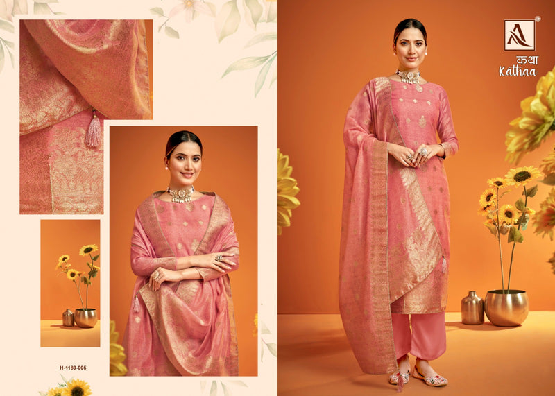 Alok Suits Kathaa Jacquard Digital Print Swarovski Diamond Work Fancy Designer Partywear Salwar Suit