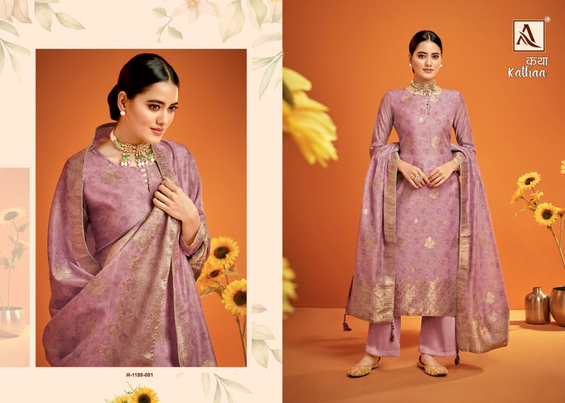 Alok Suits Kathaa Jacquard Digital Print Swarovski Diamond Work Fancy Designer Partywear Salwar Suit