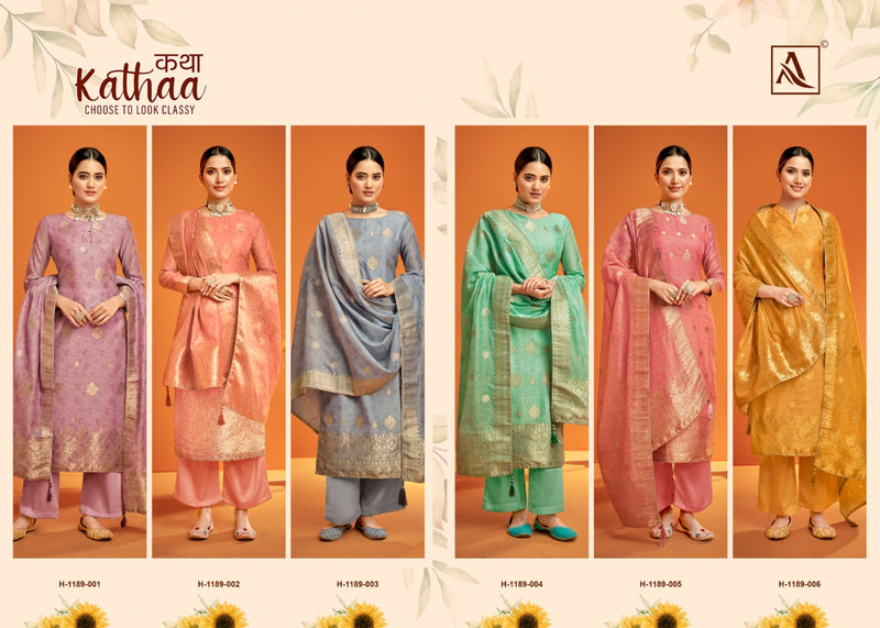 Alok Suits Kathaa Jacquard Digital Print Swarovski Diamond Work Fancy Designer Partywear Salwar Suit