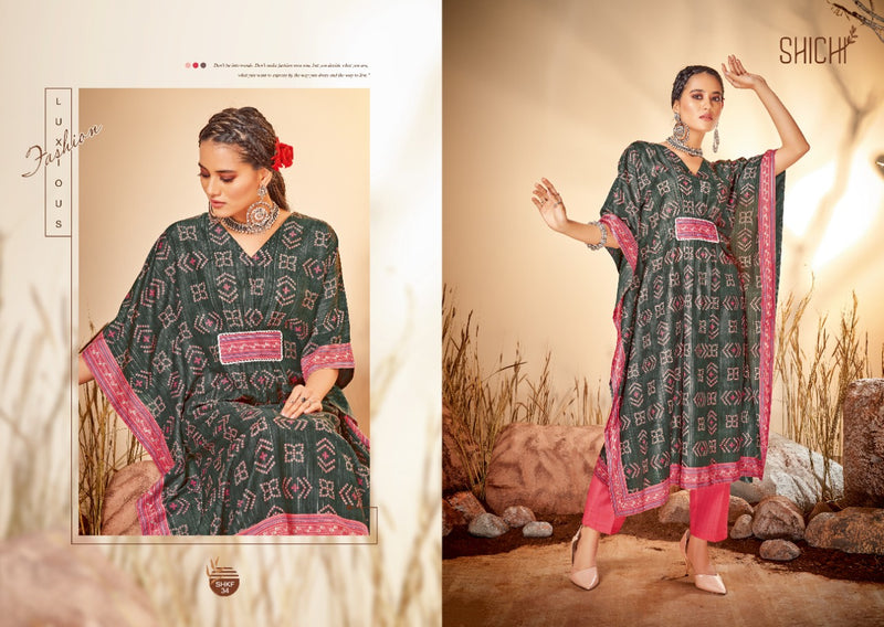 Shichi Kaya Collection Muslin Viscose Stylish Fancy Party Wear Kaftan Kurtis