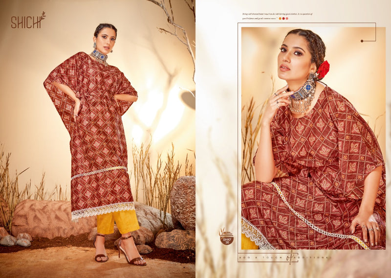 Shichi Kaya Collection Muslin Viscose Stylish Fancy Party Wear Kaftan Kurtis