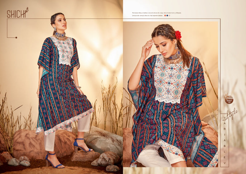 Shichi Kaya Collection Muslin Viscose Stylish Fancy Party Wear Kaftan Kurtis