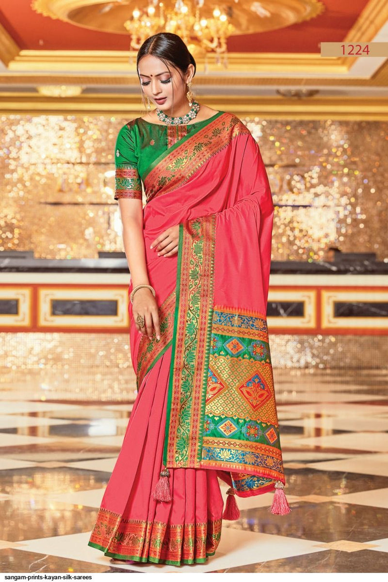 Sangam Prints Kayan Silk Zari Beautiful Wedding Wear Soft Sarees