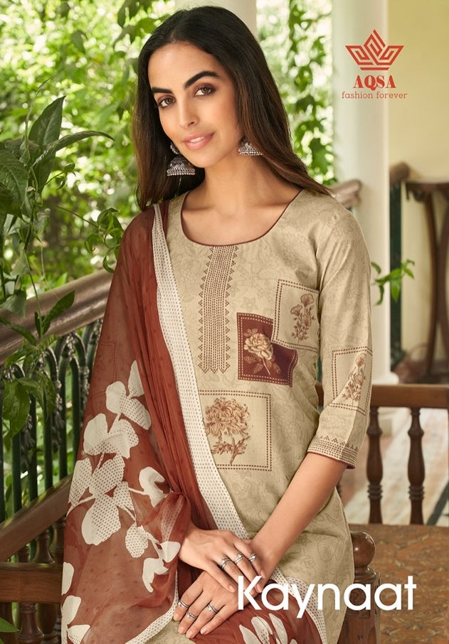Aqsa Kaynaat Dno 9001 To 9006 Pure Cotton With Printed Stylish Designer Party wear salwar Suit