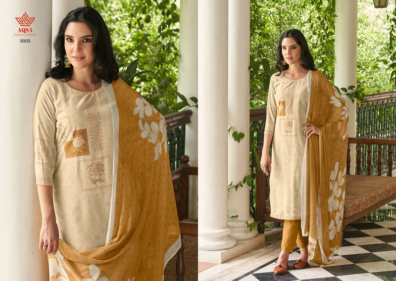 Aqsa Kaynaat Dno 9001 To 9006 Pure Cotton With Printed Stylish Designer Party wear salwar Suit