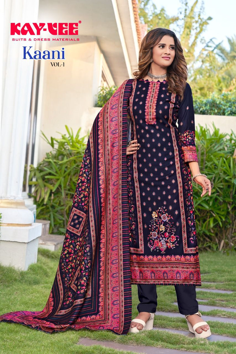 Kayvee Kaani Pashima Print Heavy Emnroidered Winter Wear Salwar Kameez