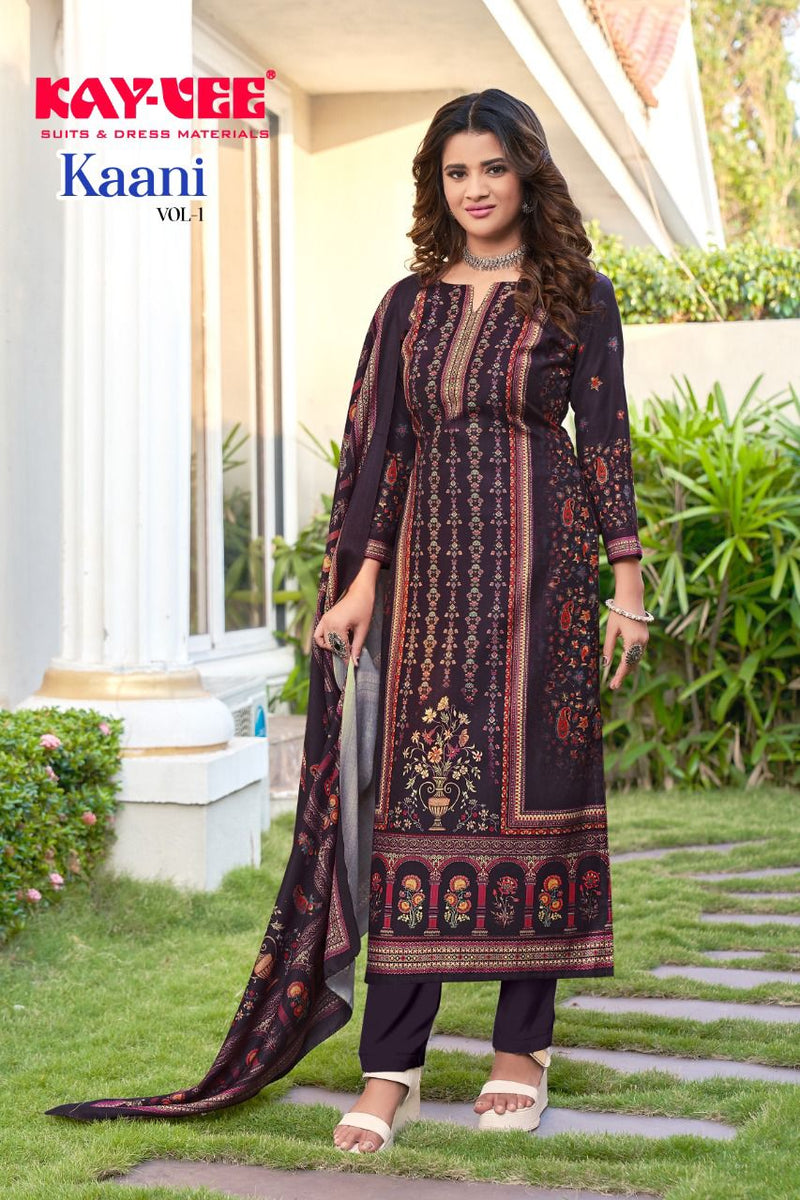 Kayvee Kaani Pashima Print Heavy Emnroidered Winter Wear Salwar Kameez