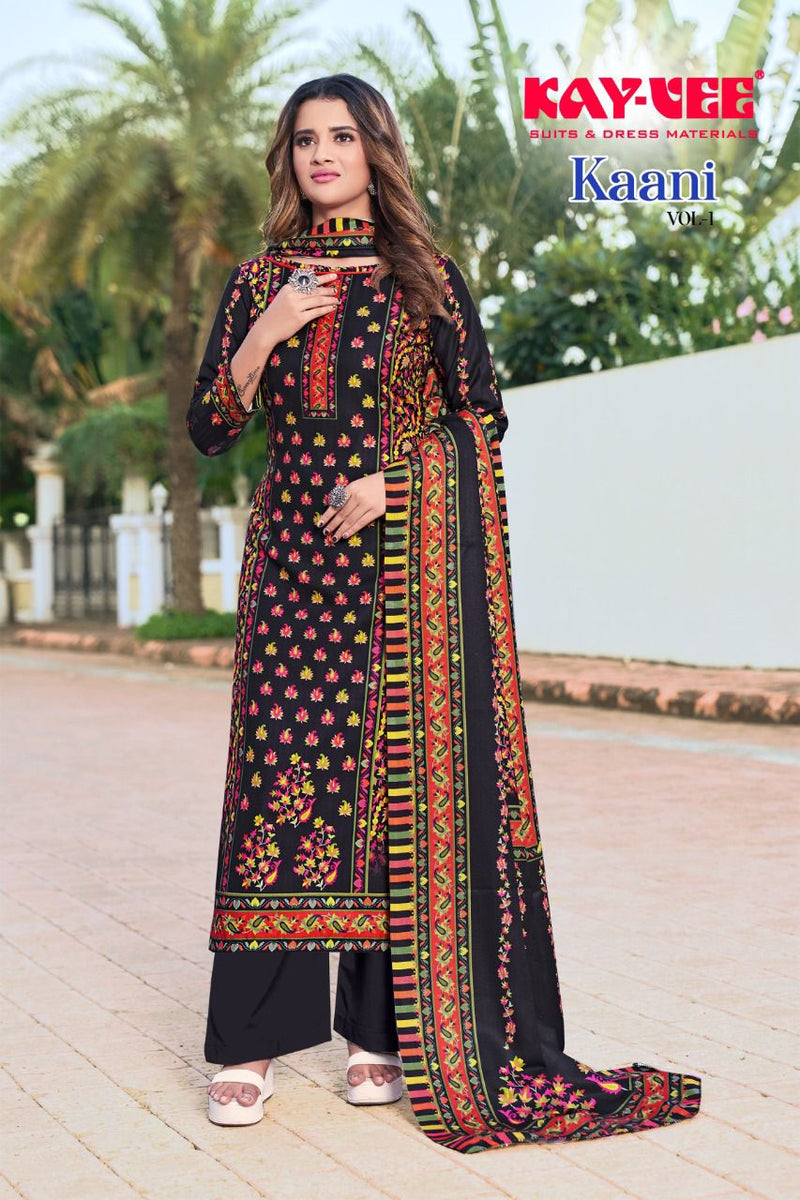 Kayvee Kaani Pashima Print Heavy Emnroidered Winter Wear Salwar Kameez