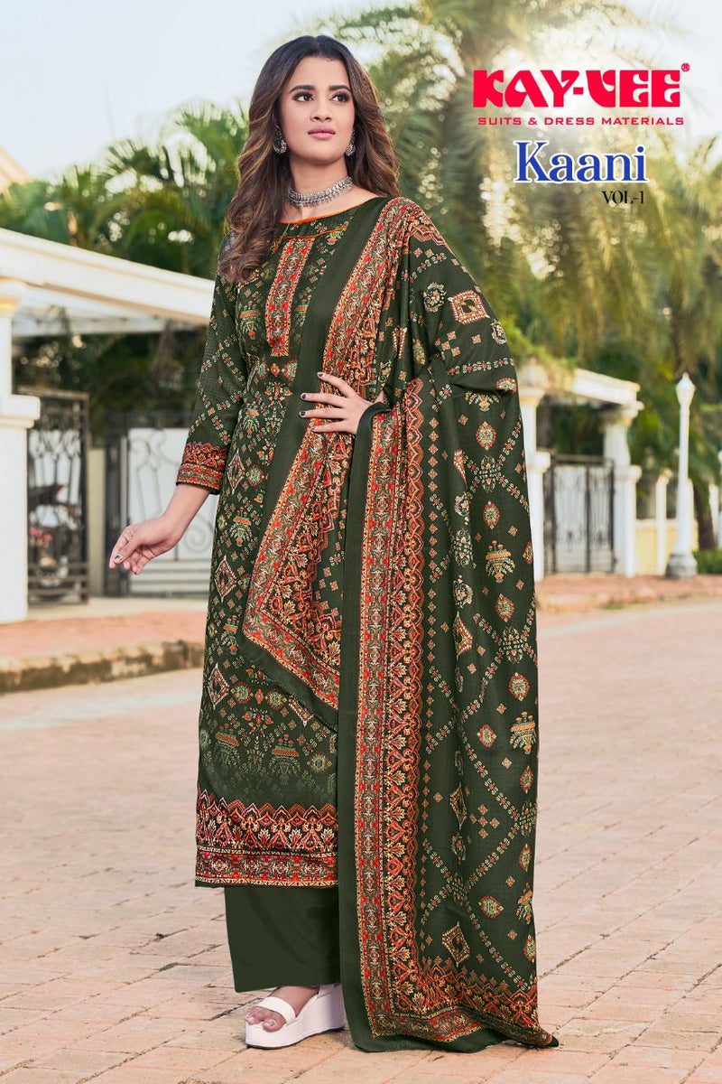 Kayvee Kaani Pashima Print Heavy Emnroidered Winter Wear Salwar Kameez
