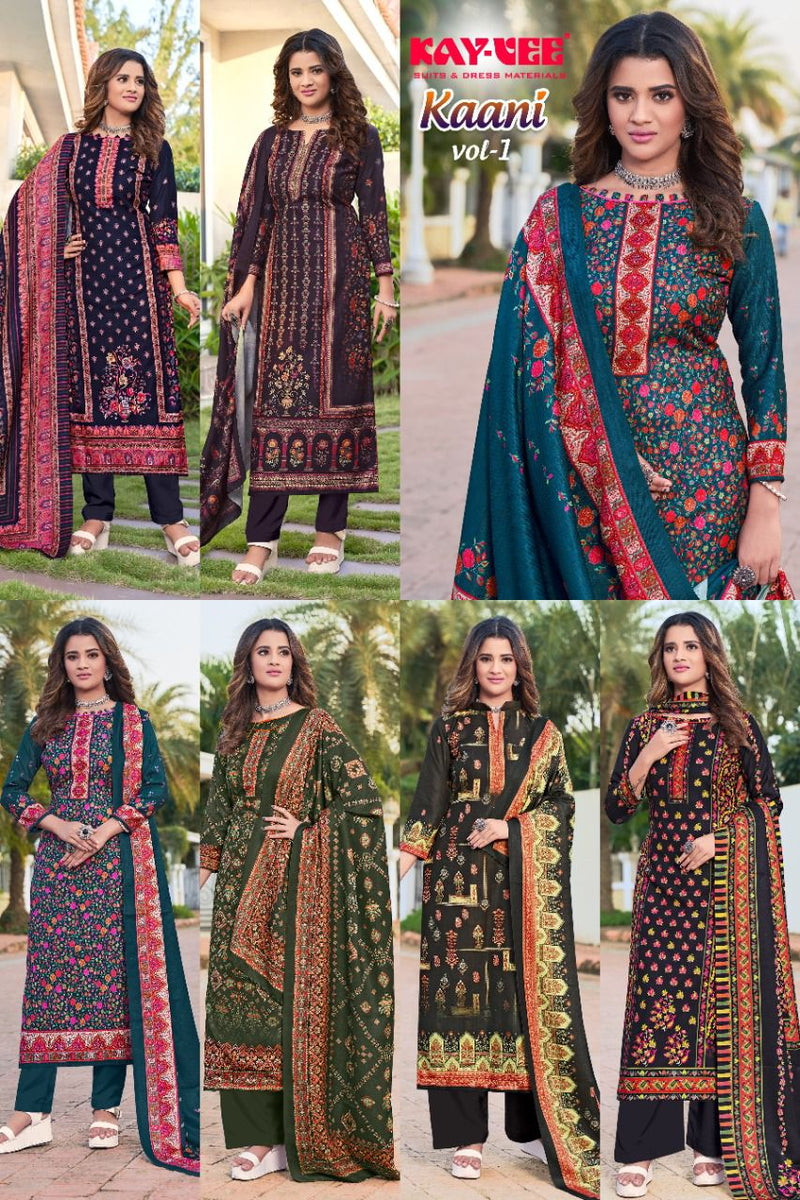 Kayvee Kaani Pashima Print Heavy Emnroidered Winter Wear Salwar Kameez