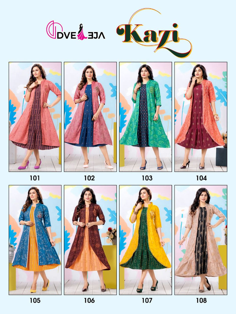 Dveeja Kazi Rayon Fancy Party Wear Kurtis With Stylish Jacket