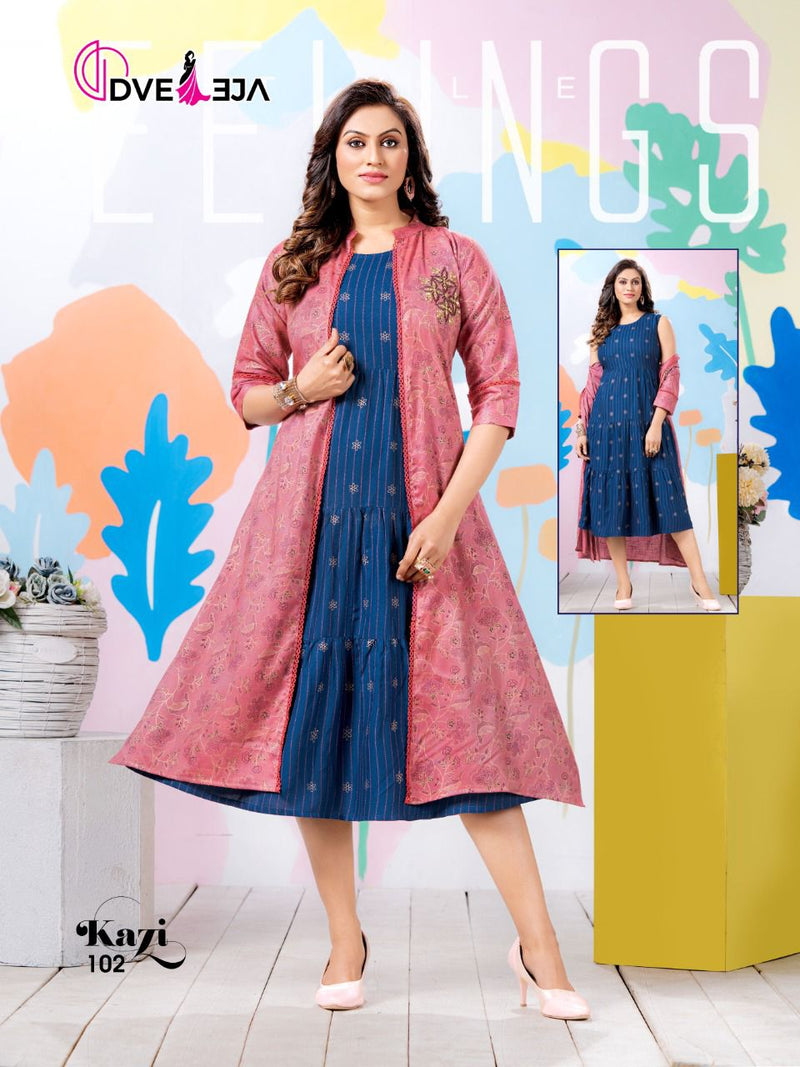 Dveeja Kazi Rayon Fancy Party Wear Kurtis With Stylish Jacket