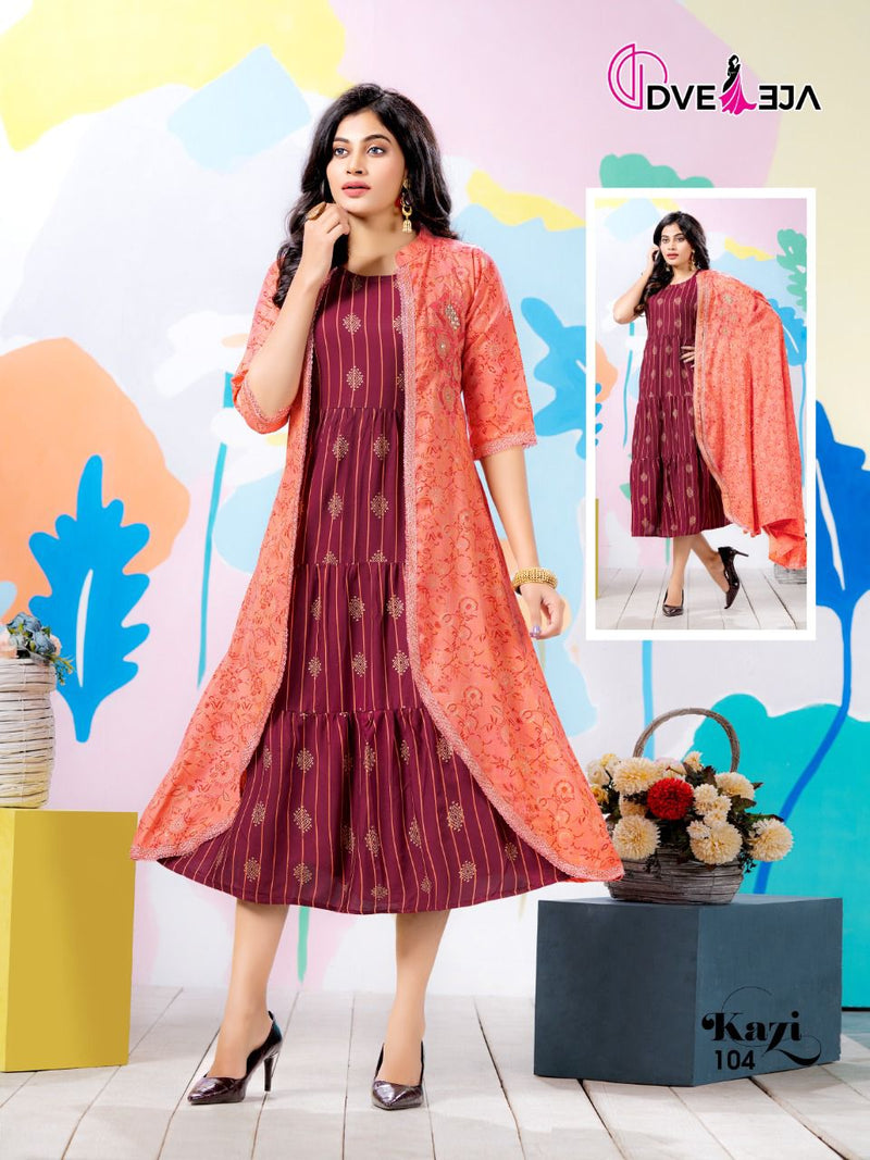 Dveeja Kazi Rayon Fancy Party Wear Kurtis With Stylish Jacket