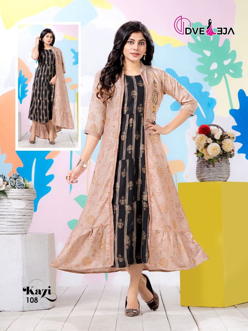 Dveeja Kazi Rayon Fancy Party Wear Kurtis With Stylish Jacket