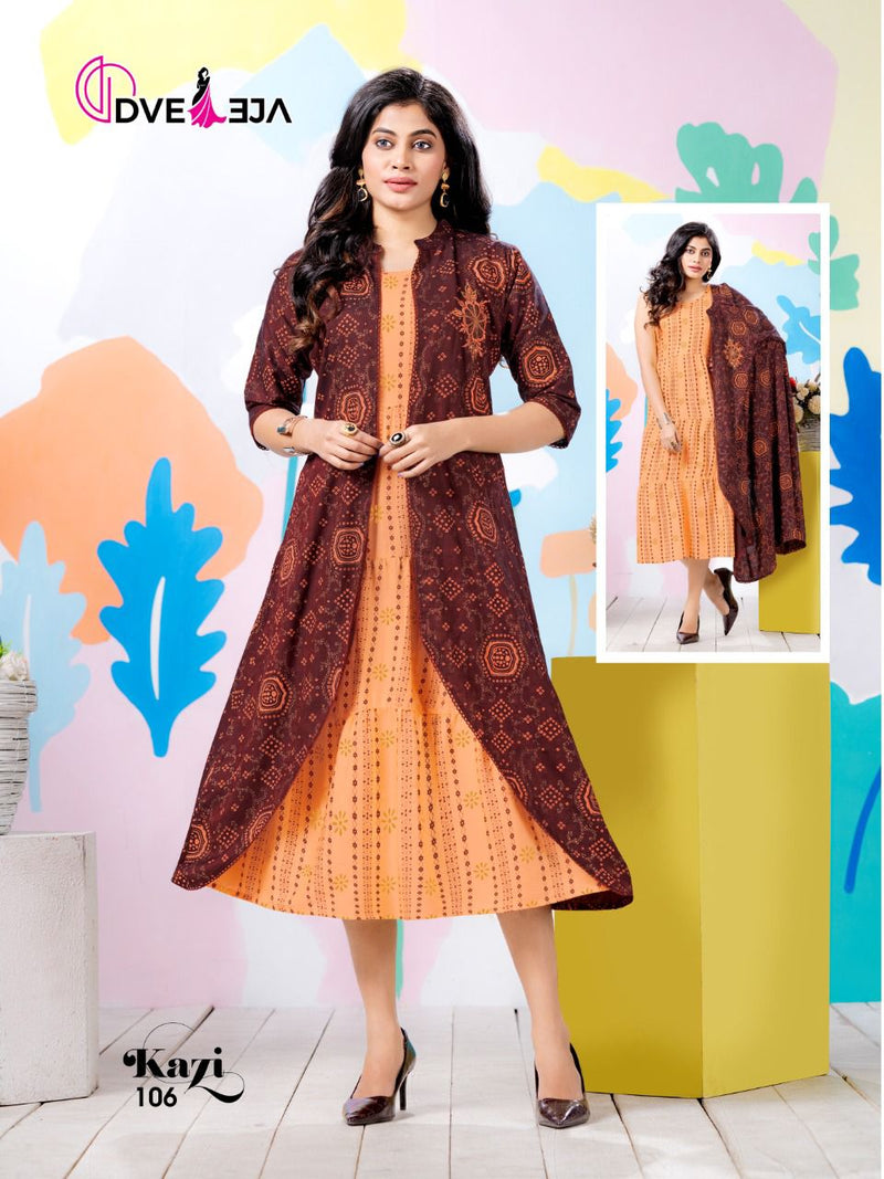 Dveeja Kazi Rayon Fancy Party Wear Kurtis With Stylish Jacket