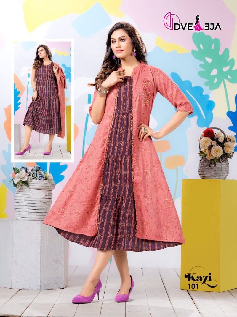 Dveeja Kazi Rayon Fancy Party Wear Kurtis With Stylish Jacket