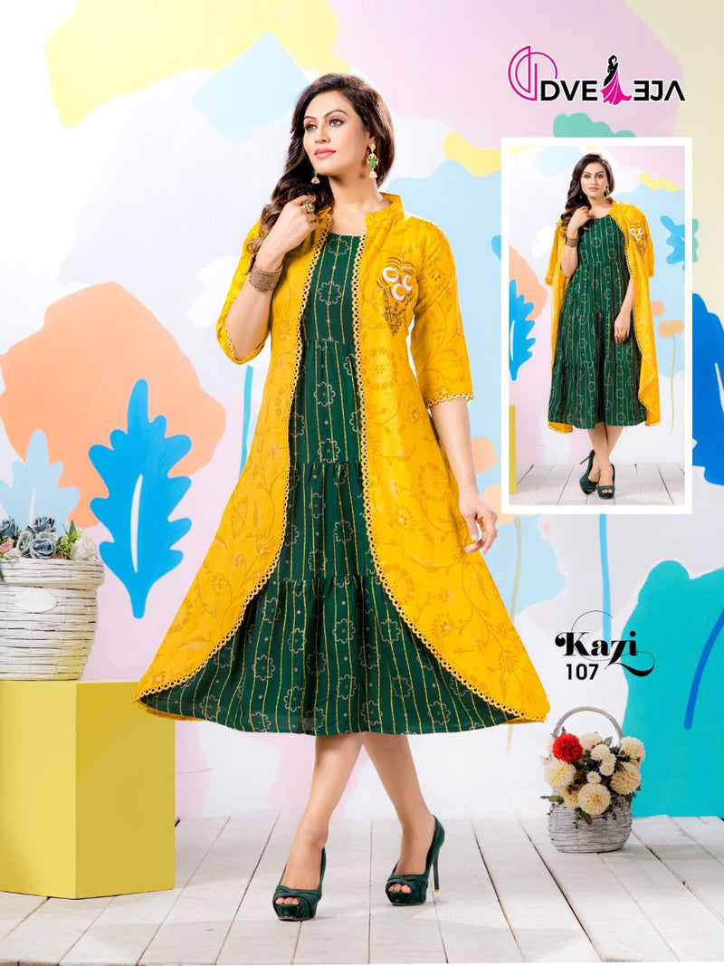 Dveeja Kazi Rayon Fancy Party Wear Kurtis With Stylish Jacket
