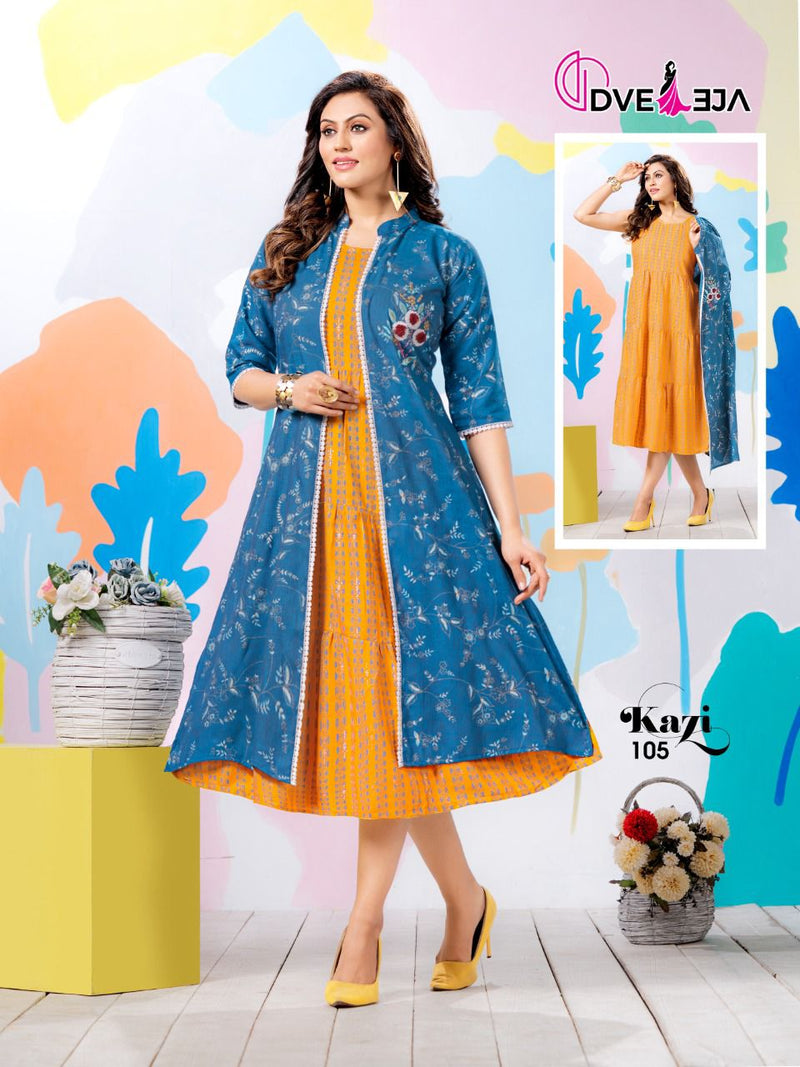 Dveeja Kazi Rayon Fancy Party Wear Kurtis With Stylish Jacket