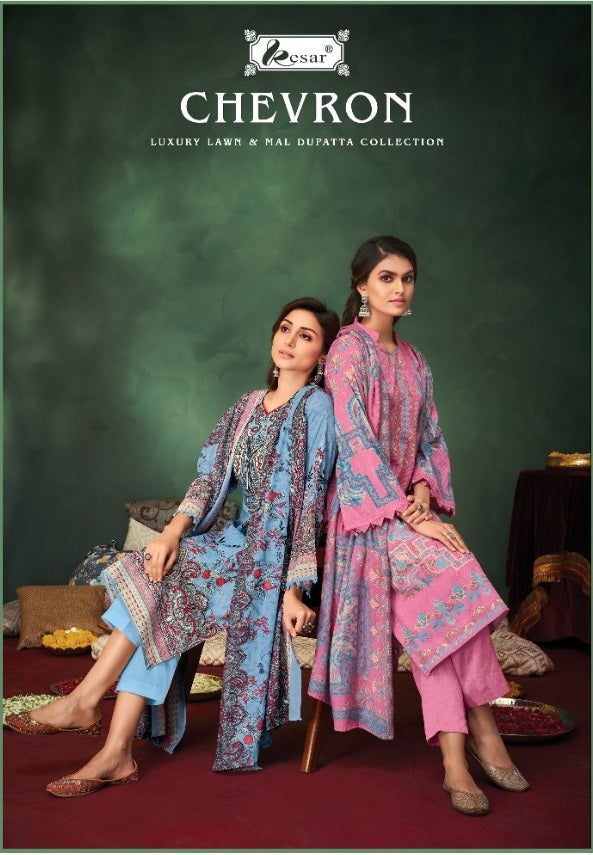 Kesar Chevron Lawn Cotton Pakistani Style Digital Printed Festive Wear Salwar Suits