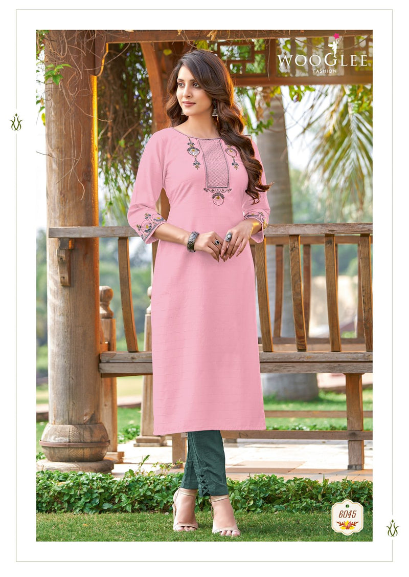 Wooglee Kesar Vol 7 Rayon Embroidered Fancy Party Wear Kurtis