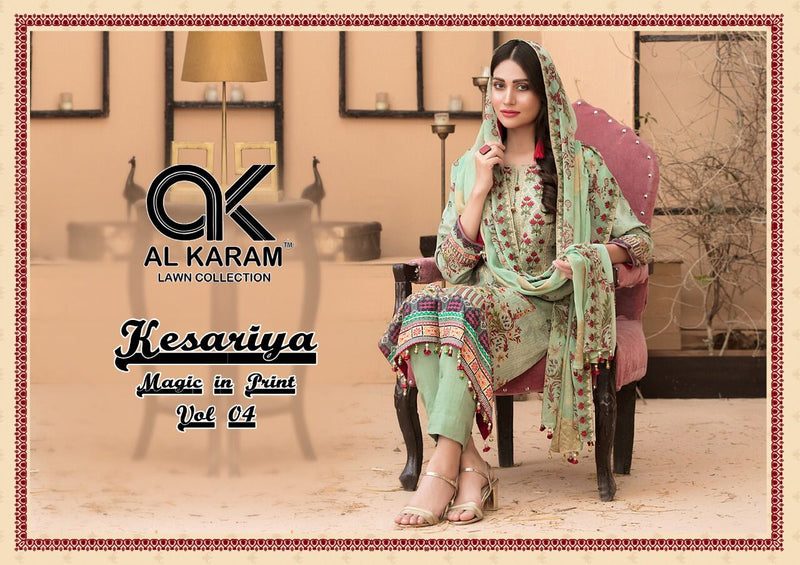 AL Karam Kesariya Magic In Print Vol 4 Cambric Cotton Printed Festive Wear Salwar Suits