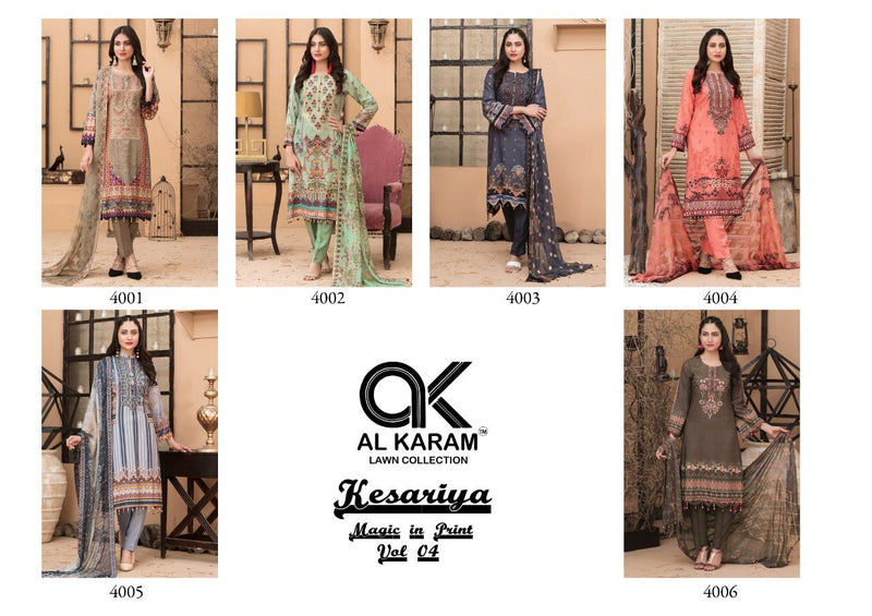 AL Karam Kesariya Magic In Print Vol 4 Cambric Cotton Printed Festive Wear Salwar Suits