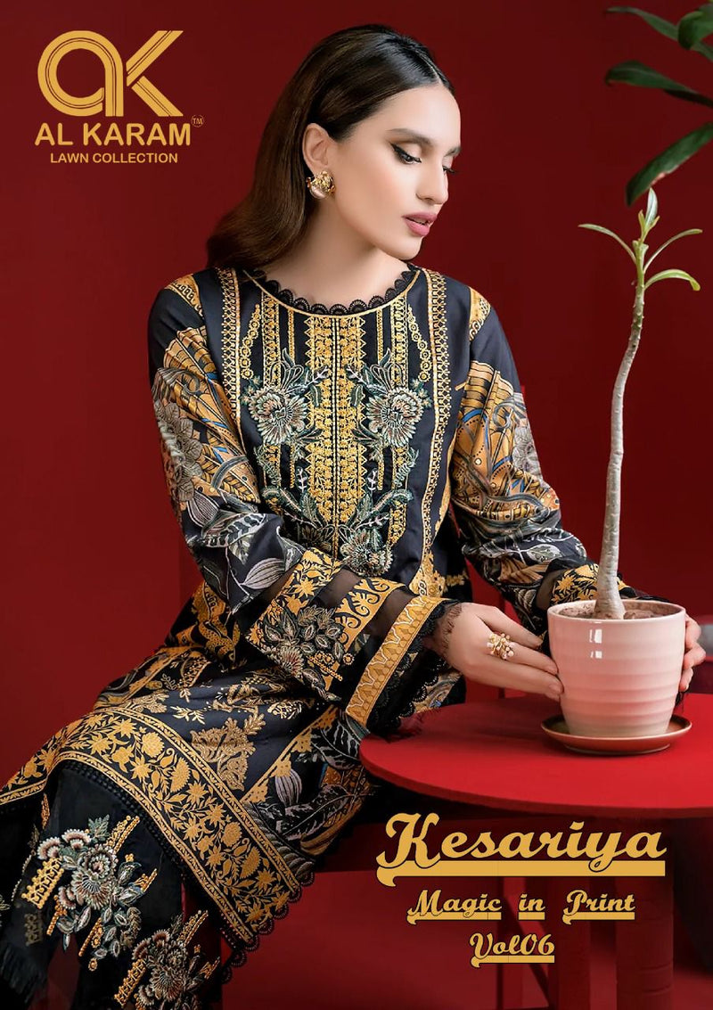 Al Karam Kesariya Magic Vol 6 Pure Cotton With Heavy Beautiful Work Stylish Designer Pakistani Salwar Kameez
