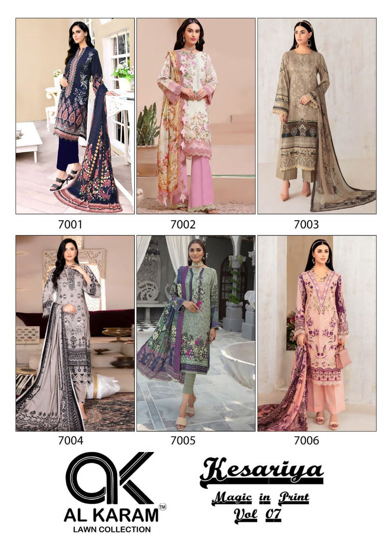 Al Karam Kesariya Magic In Print Vol 7 Pure Cambric Printed Fancy Designer Salwar Kameez