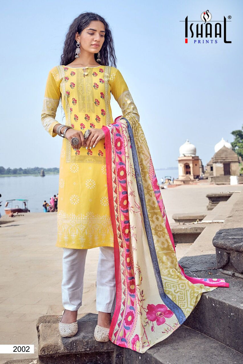 Ishaal Prints Kesariya Vol 2 Lawn Cotton Party Wear Salwar Suits With Digital Print