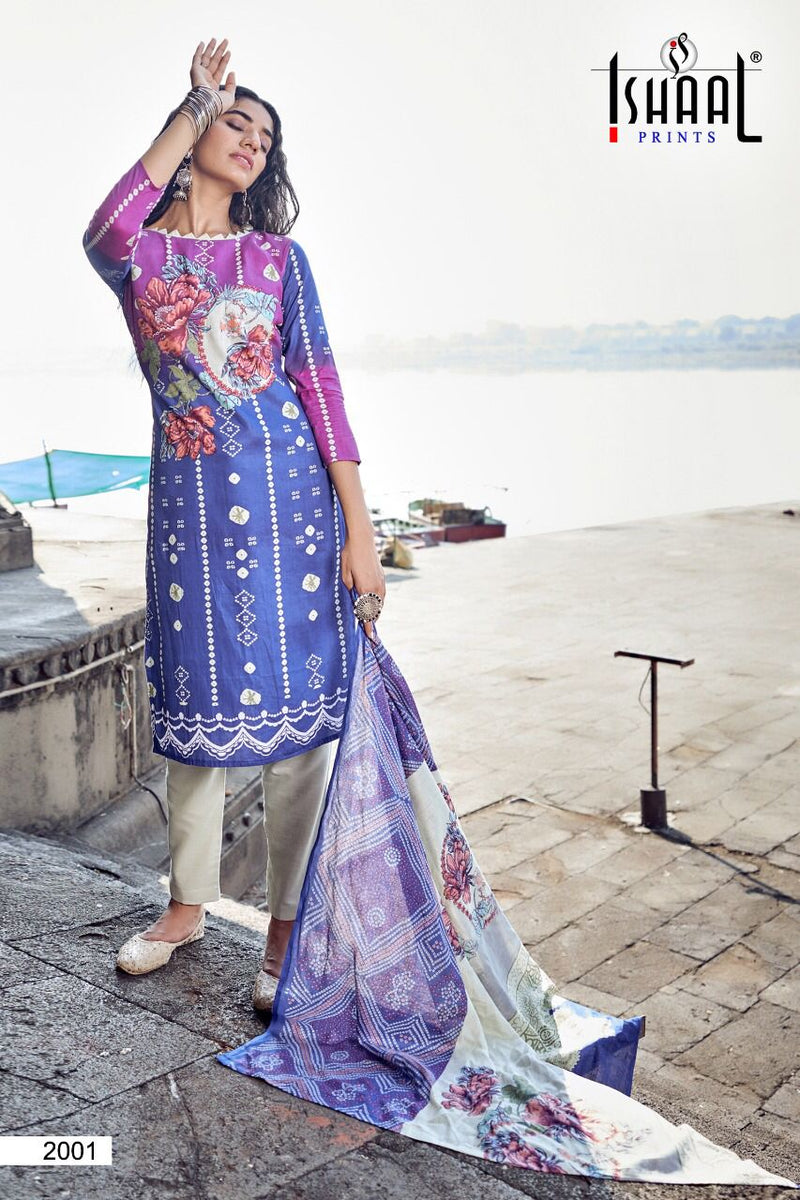 Ishaal Prints Kesariya Vol 2 Lawn Cotton Party Wear Salwar Suits With Digital Print