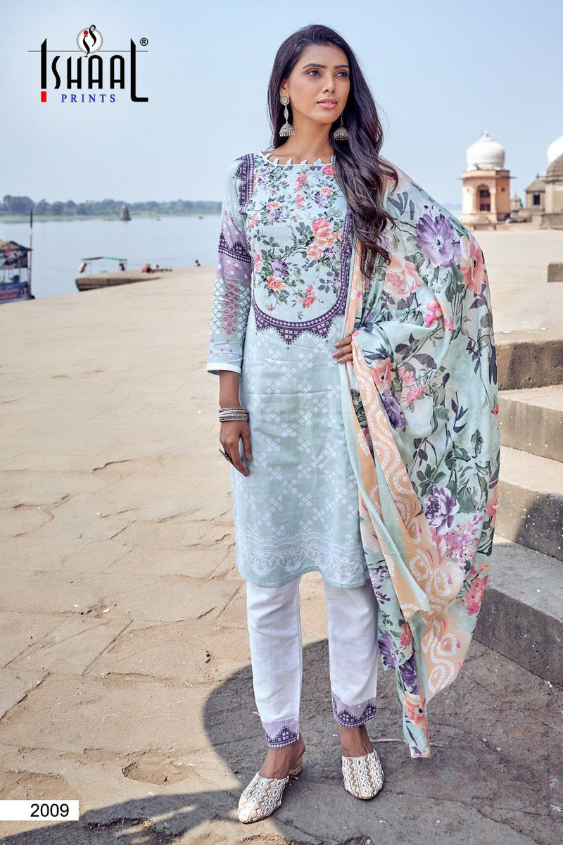 Ishaal Prints Kesariya Vol 2 Lawn Cotton Party Wear Salwar Suits With Digital Print