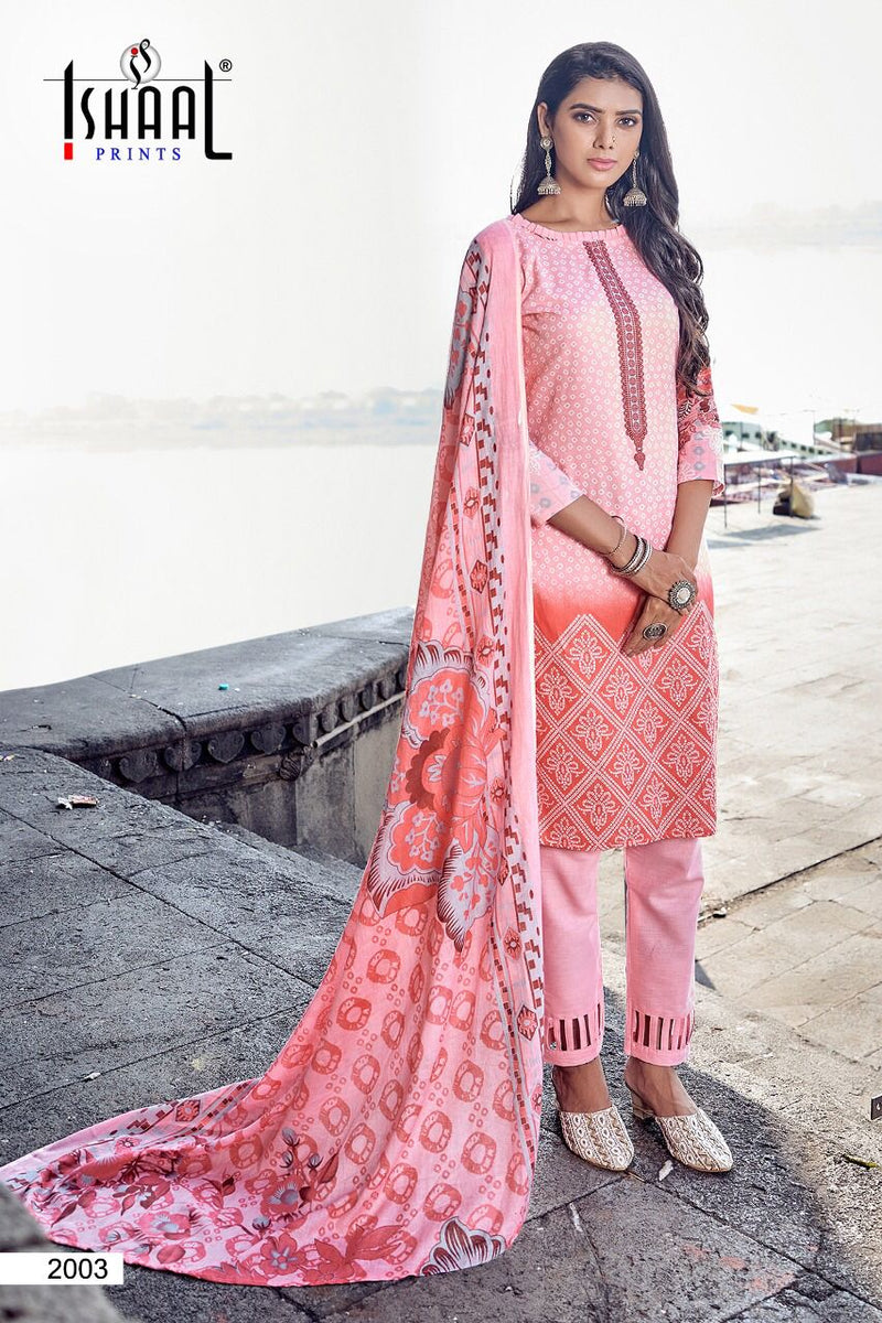 Ishaal Prints Kesariya Vol 2 Lawn Cotton Party Wear Salwar Suits With Digital Print