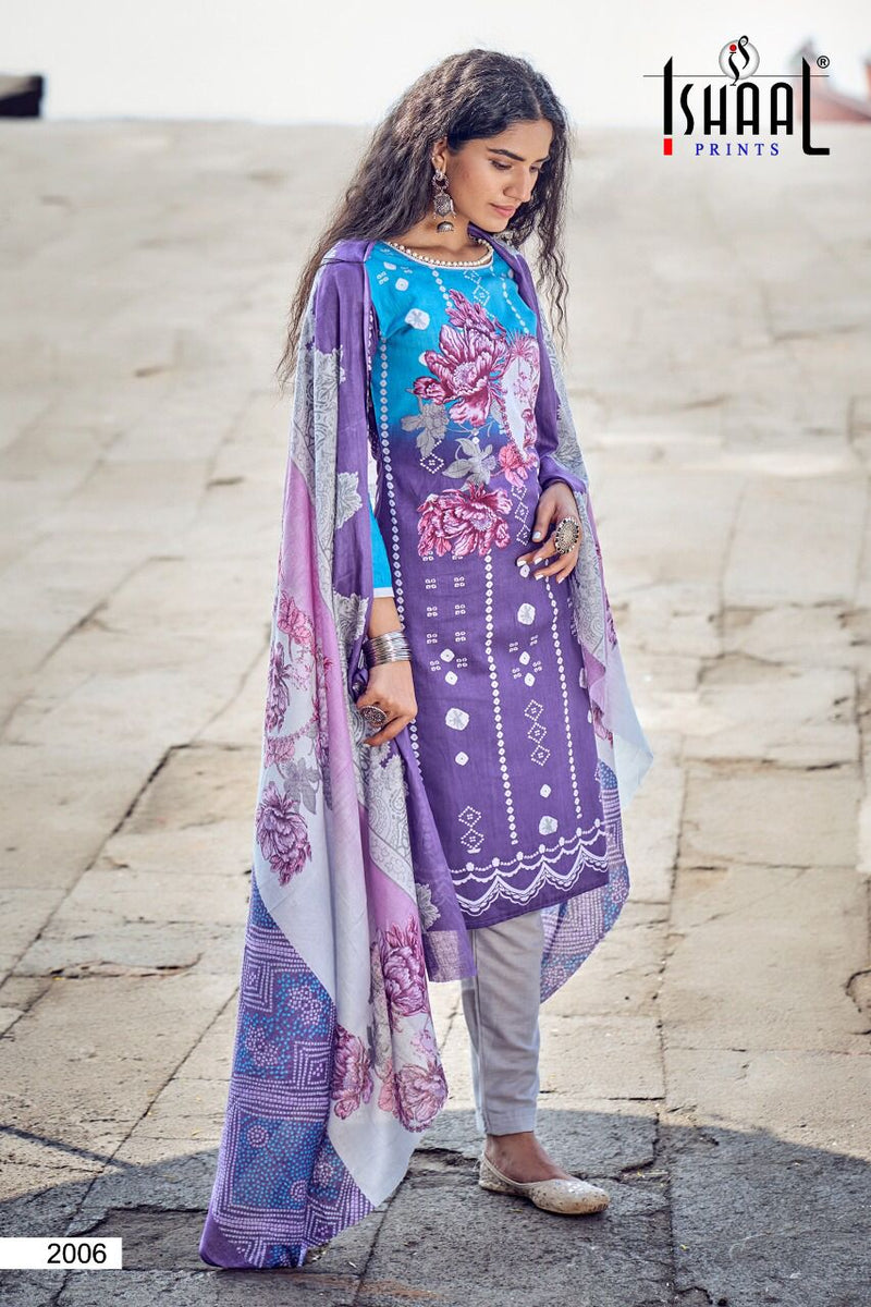 Ishaal Prints Kesariya Vol 2 Lawn Cotton Party Wear Salwar Suits With Digital Print