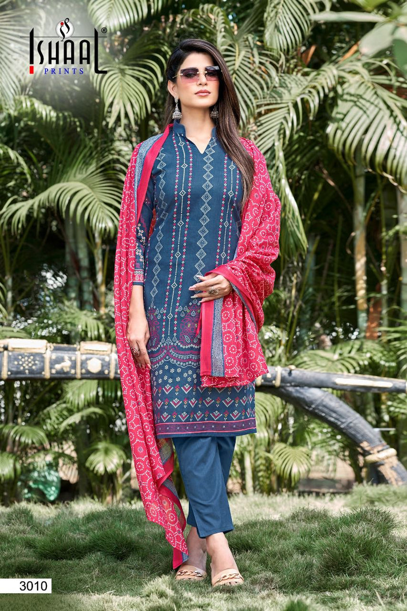 Ishaal Prints Kesariya Vol 3 Lawn Cotton With Heavy Printed Work Stylish Designer Salwar Kameez